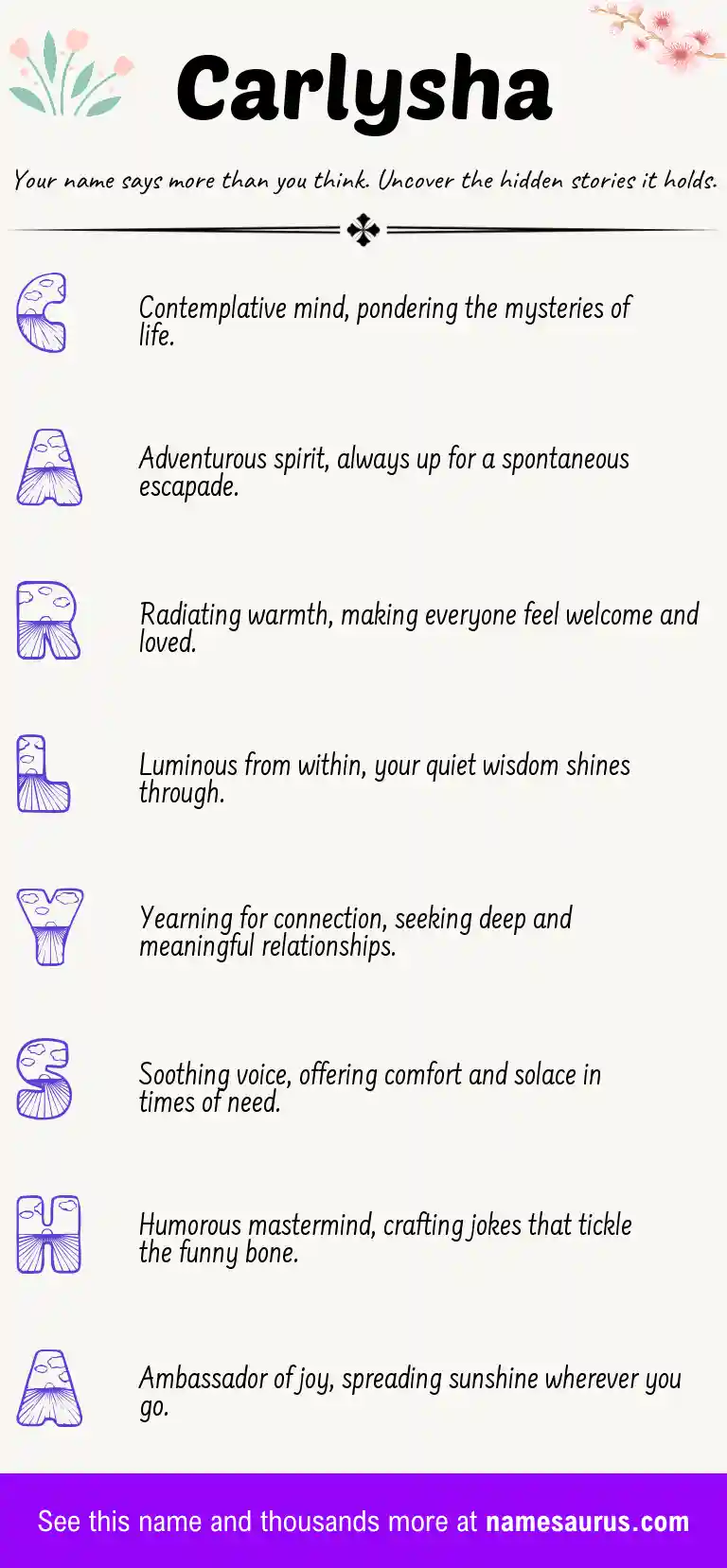 Acrostic poem about Carlysha.