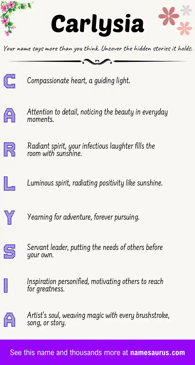 Acrostic poem about Carlysia.