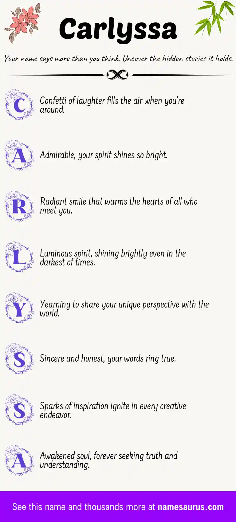Acrostic poem about Carlyssa.