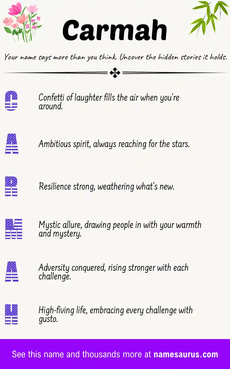 Acrostic poem about Carmah.