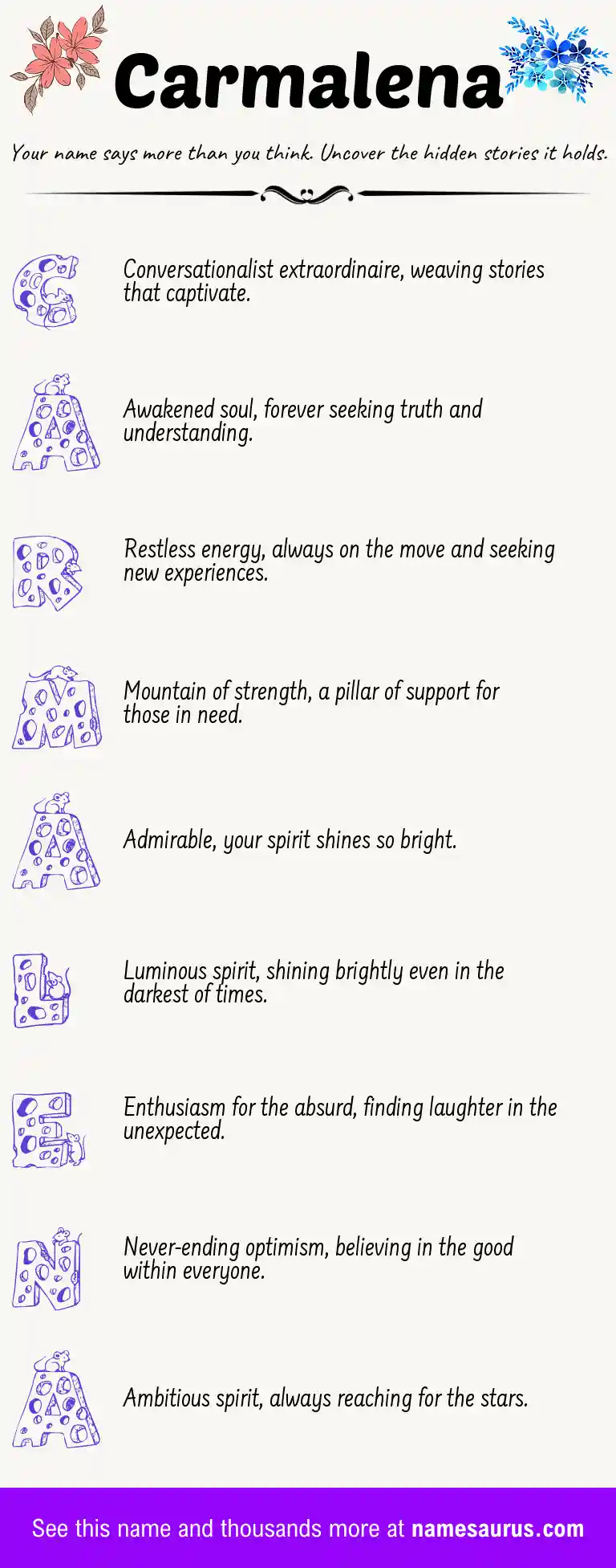 Acrostic poem about Carmalena.