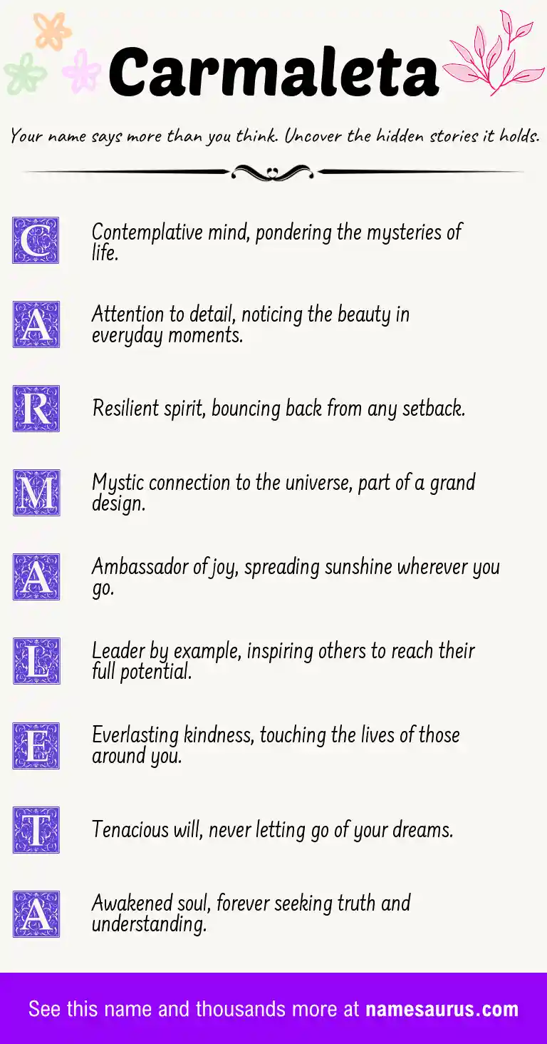 Acrostic poem about Carmaleta.