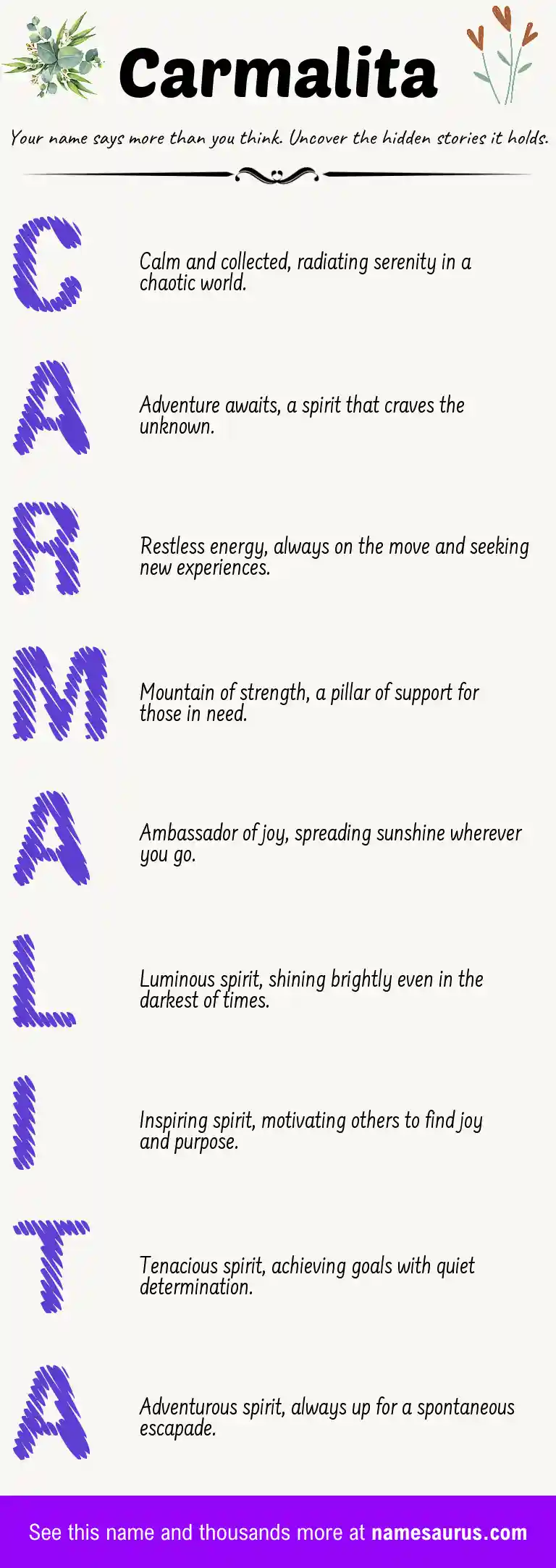Acrostic poem about Carmalita.