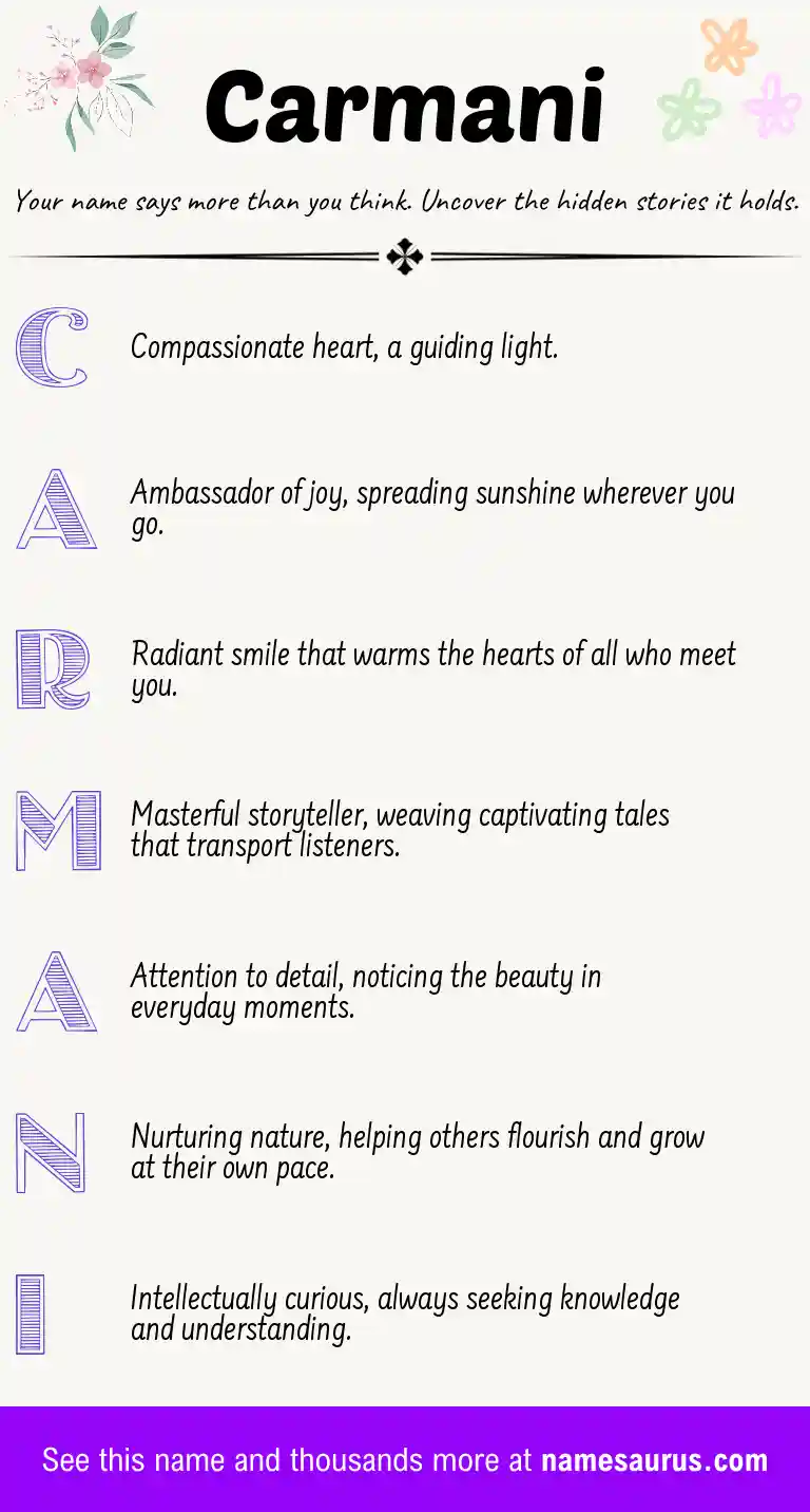 Acrostic poem about Carmani.