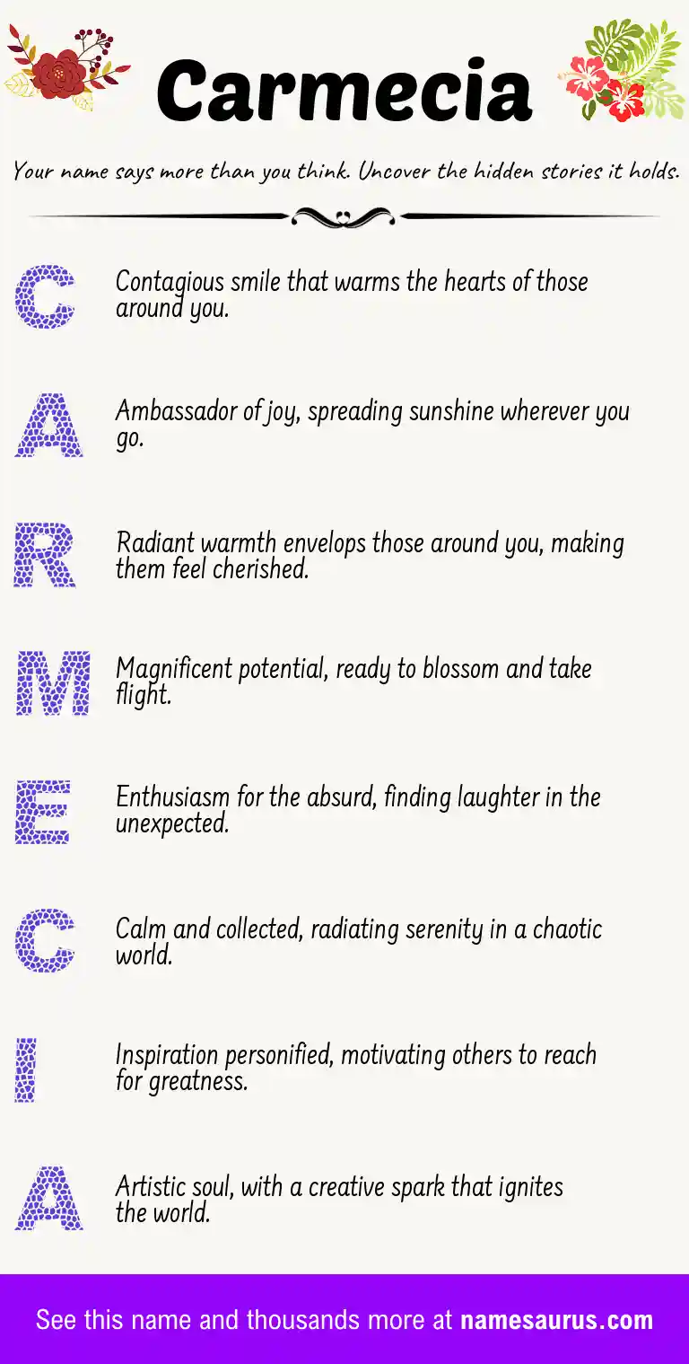 Acrostic poem about Carmecia.