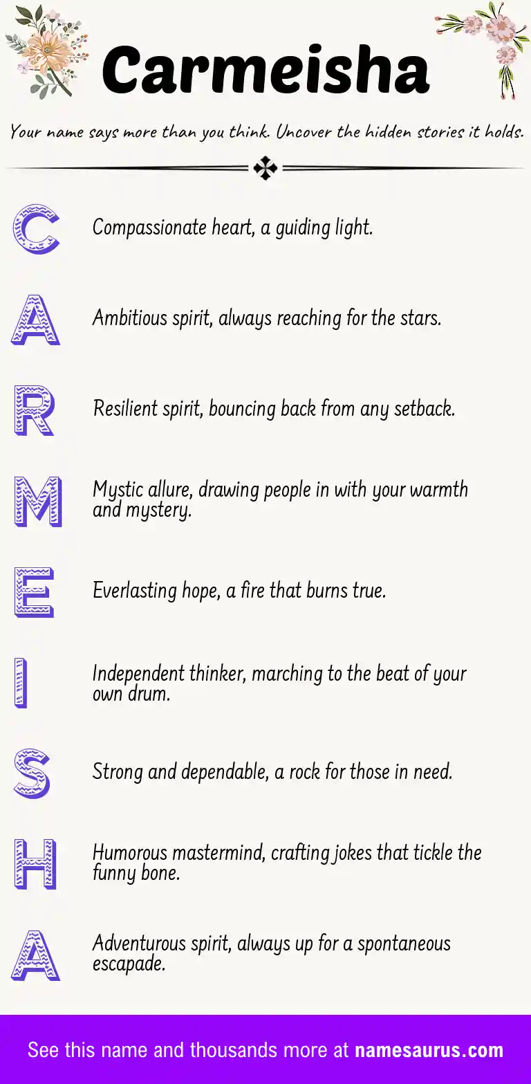 Acrostic poem about Carmeisha.
