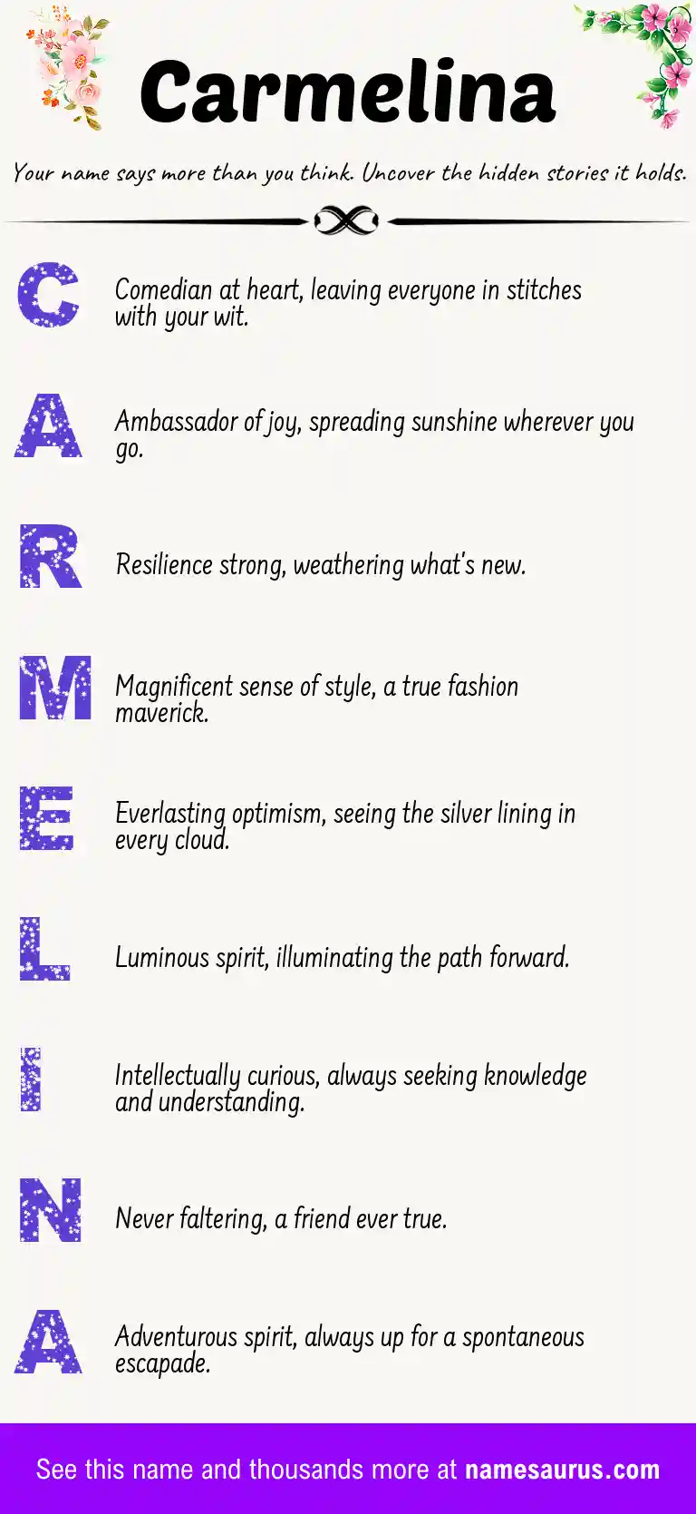 Acrostic poem about Carmelina.