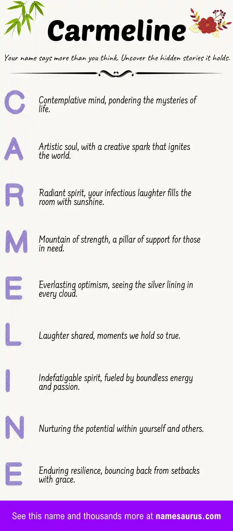 Acrostic poem about Carmeline.