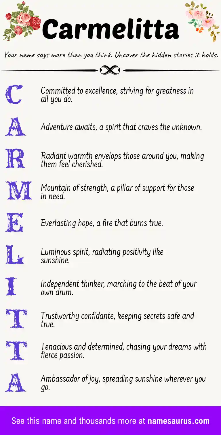Acrostic poem about Carmelitta.