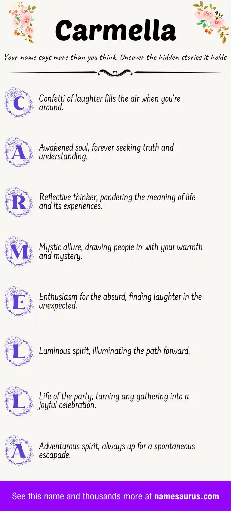 Acrostic poem about Carmella.