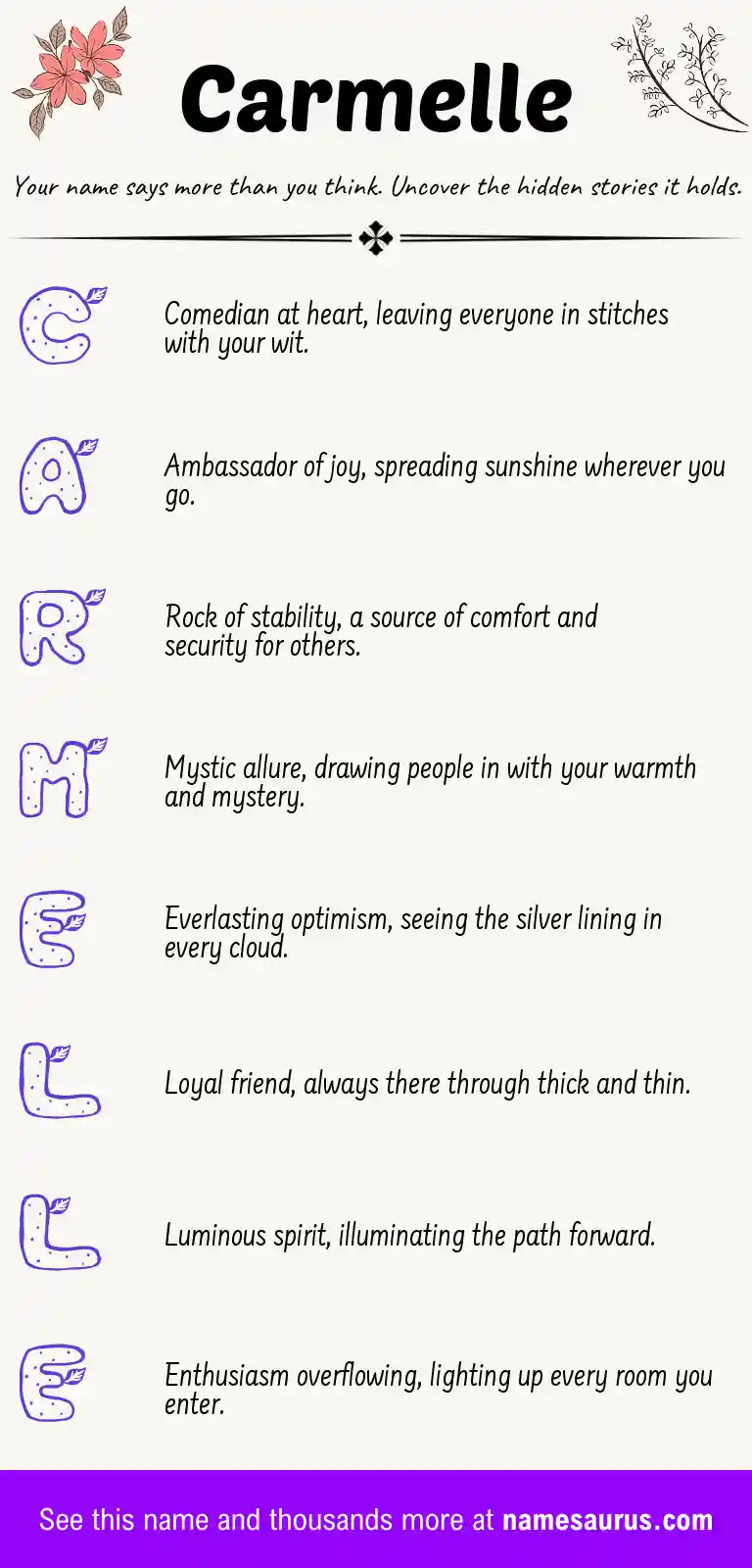 Acrostic poem about Carmelle.