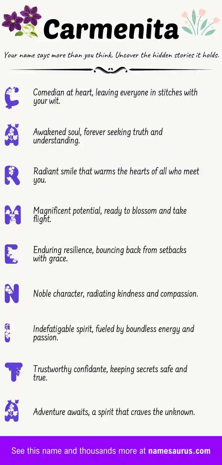 Acrostic poem about Carmenita.