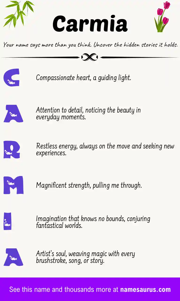 Acrostic poem about Carmia.