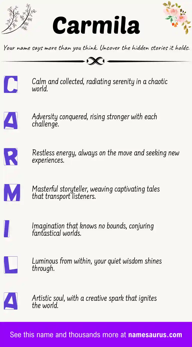 Acrostic poem about Carmila.
