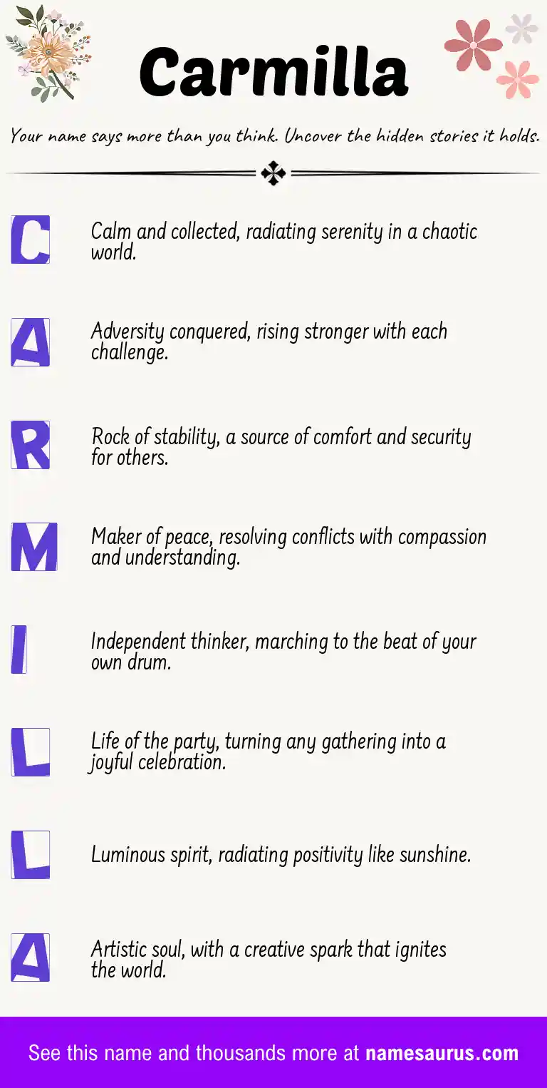 Acrostic poem about Carmilla.