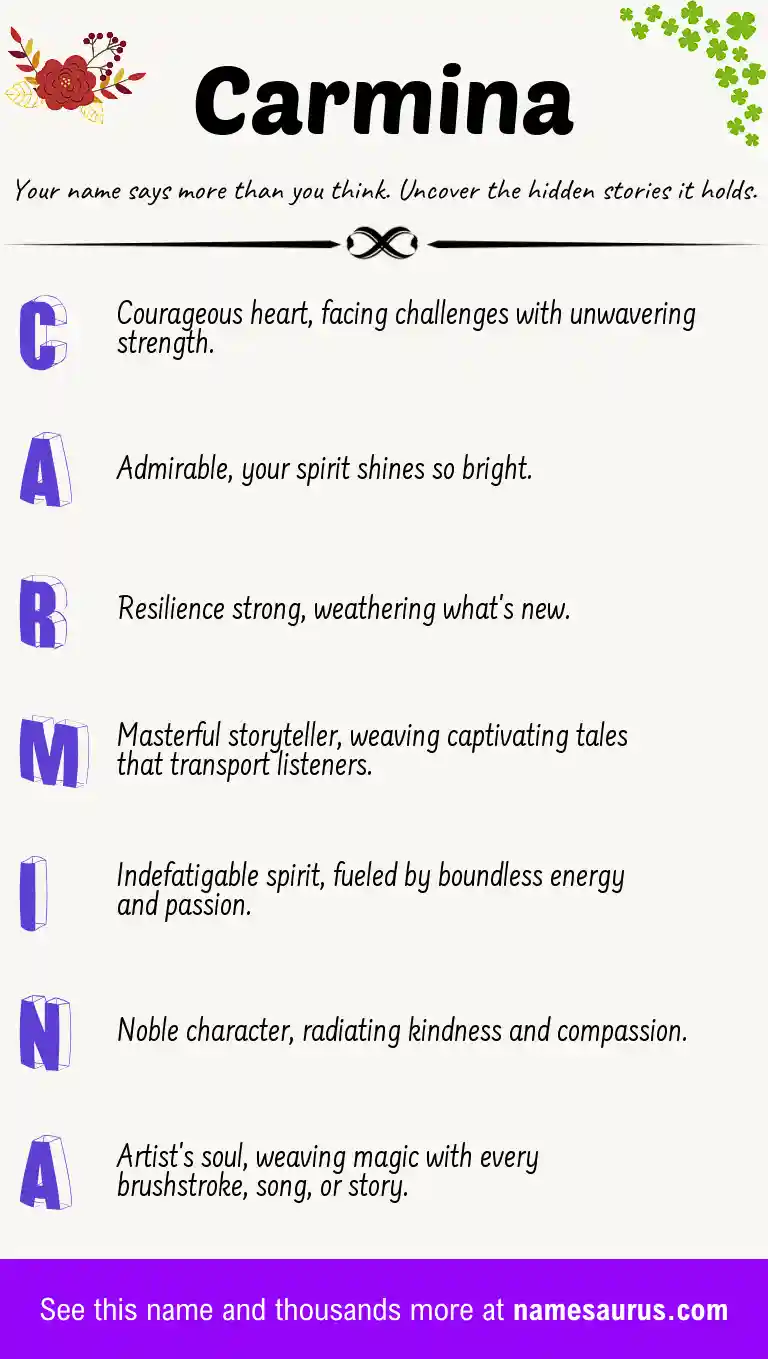 Acrostic poem about Carmina.