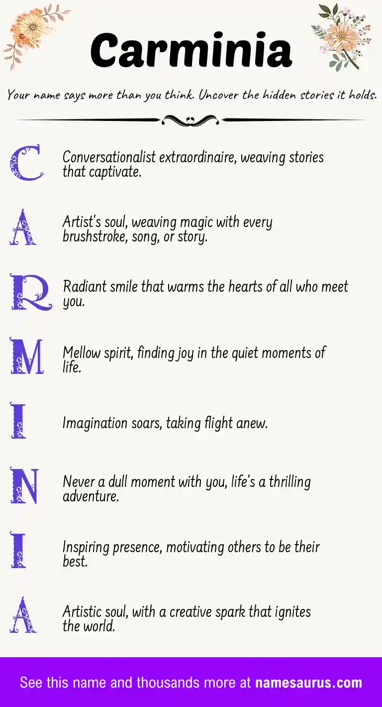 Acrostic poem about Carminia.
