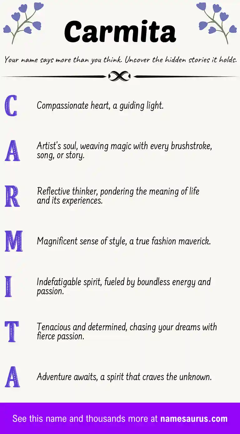 Acrostic poem about Carmita.