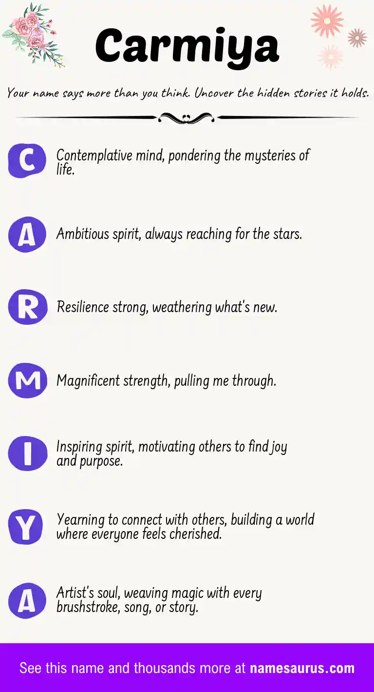 Acrostic poem about Carmiya.