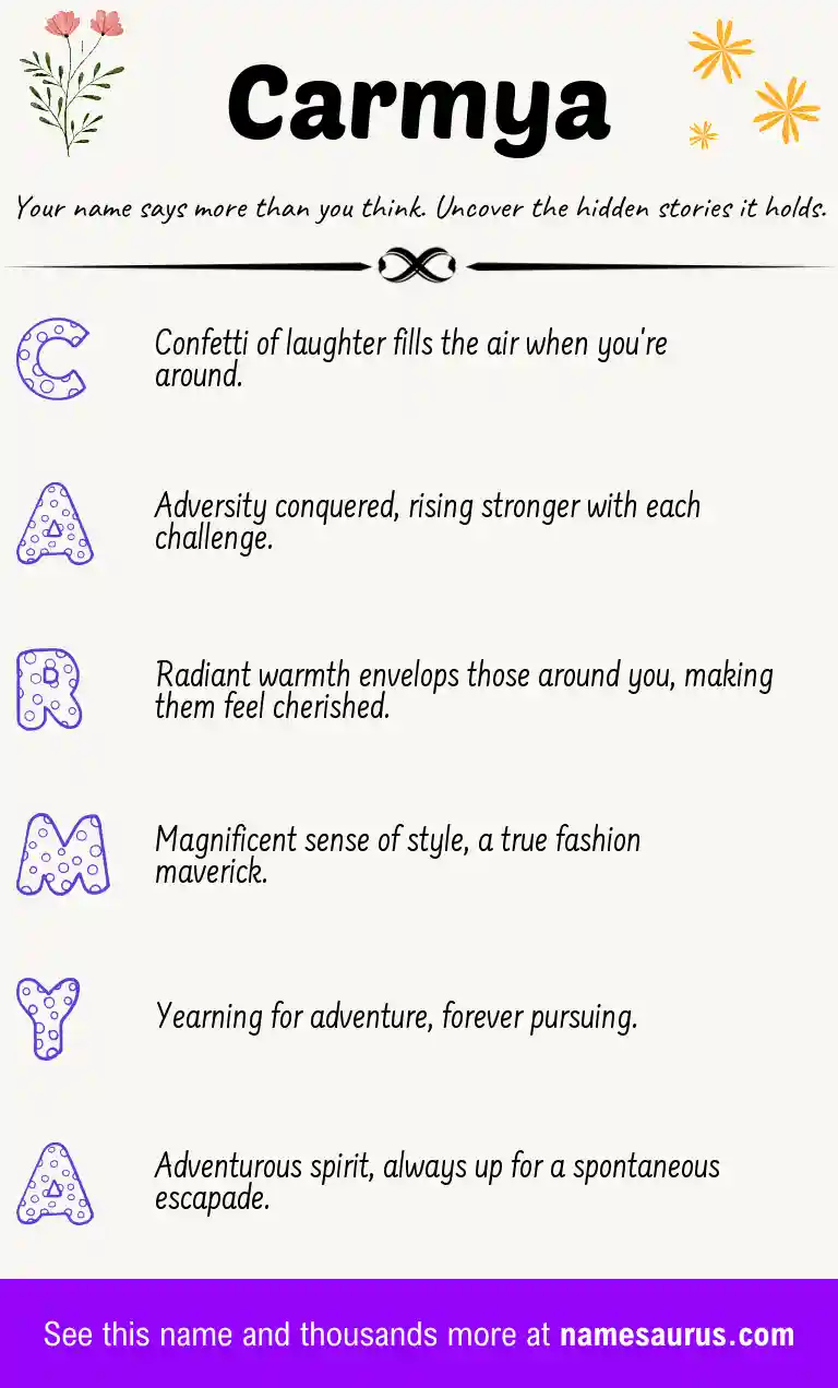 Acrostic poem about Carmya.