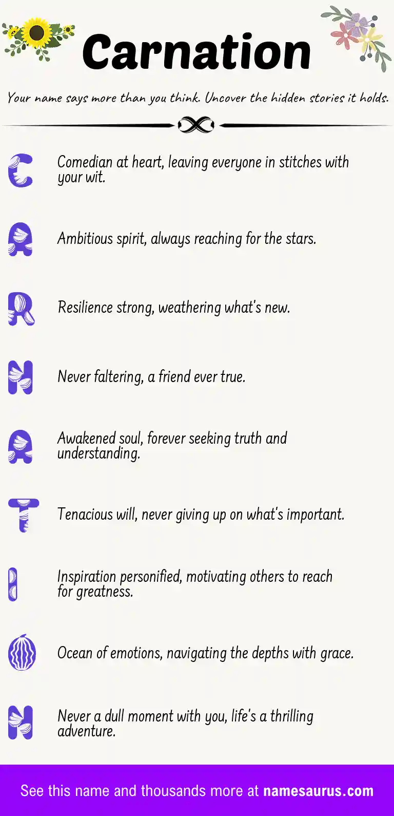 Acrostic poem about Carnation.