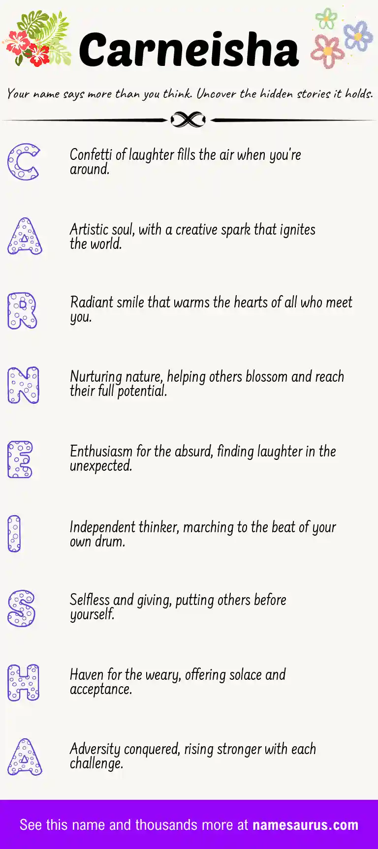 Acrostic poem about Carneisha.