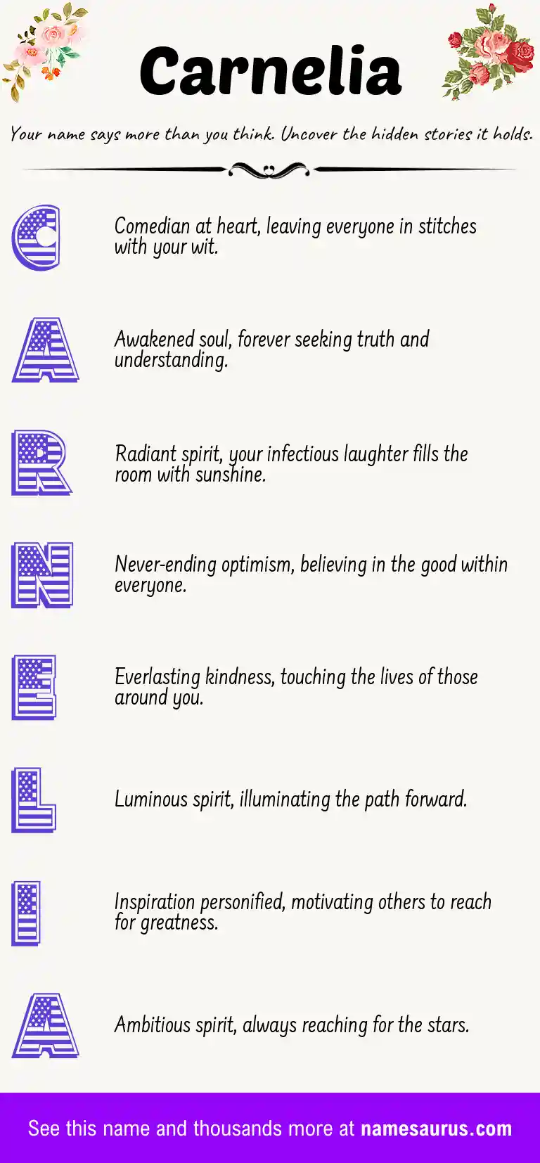 Acrostic poem about Carnelia.