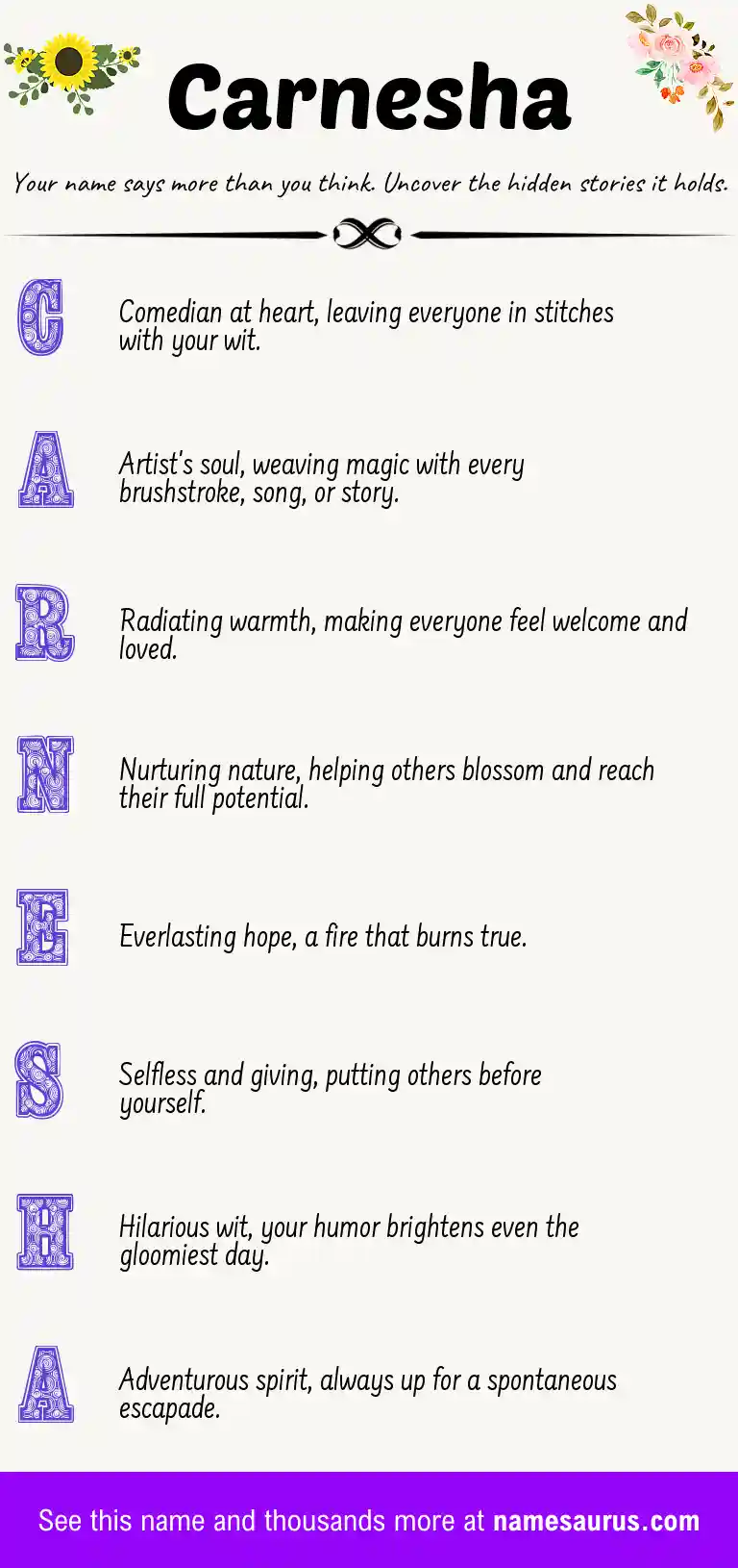 Acrostic poem about Carnesha.
