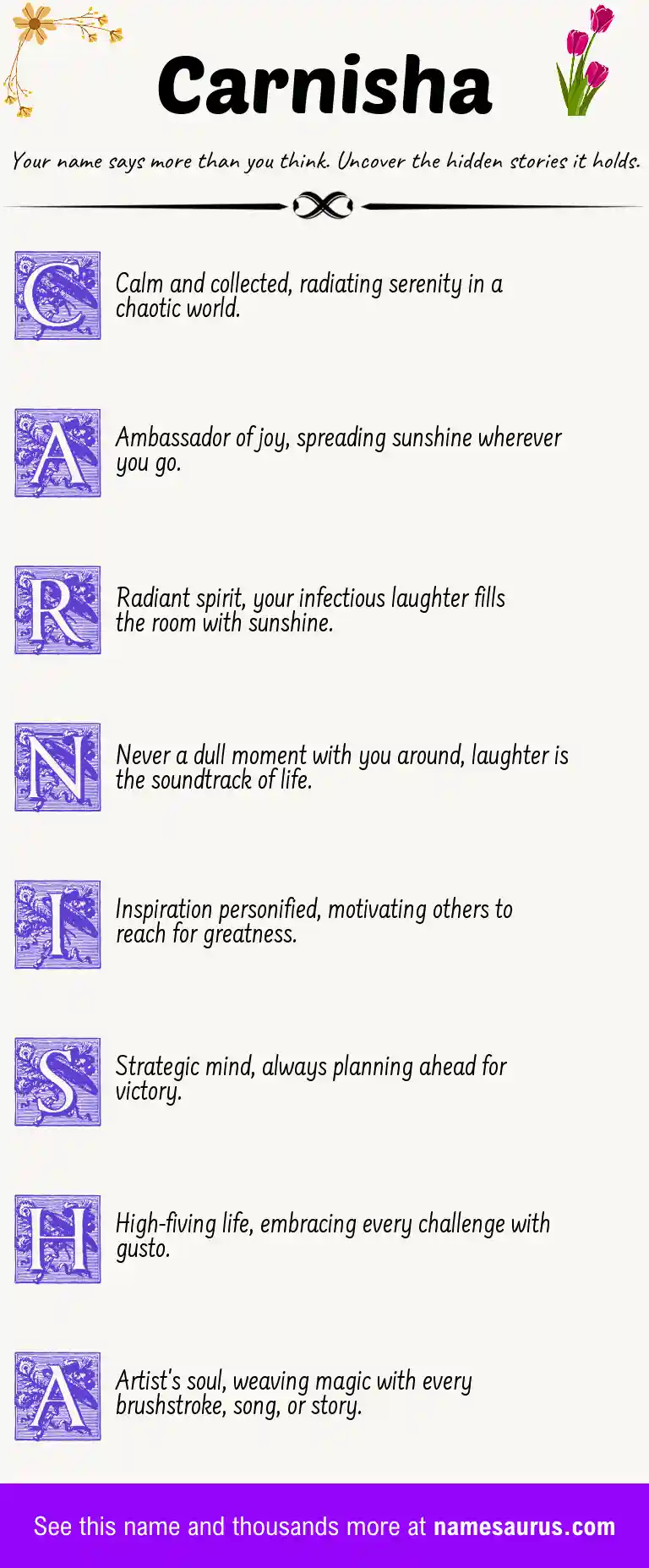 Acrostic poem about Carnisha.