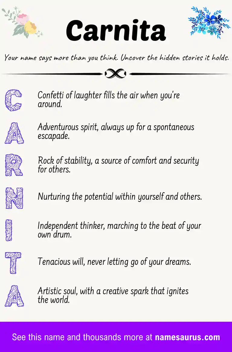 Acrostic poem about Carnita.