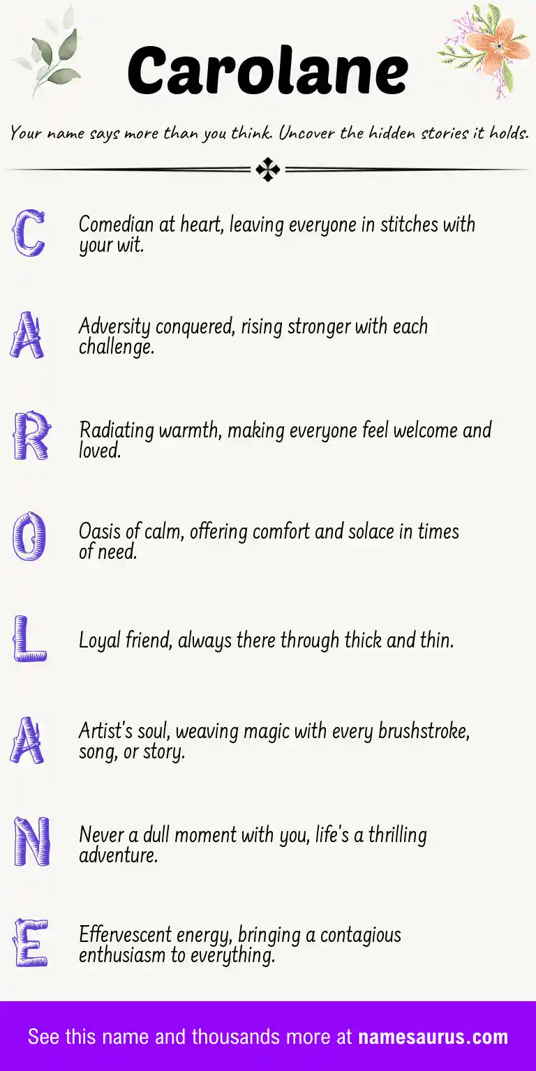 Acrostic poem about Carolane.