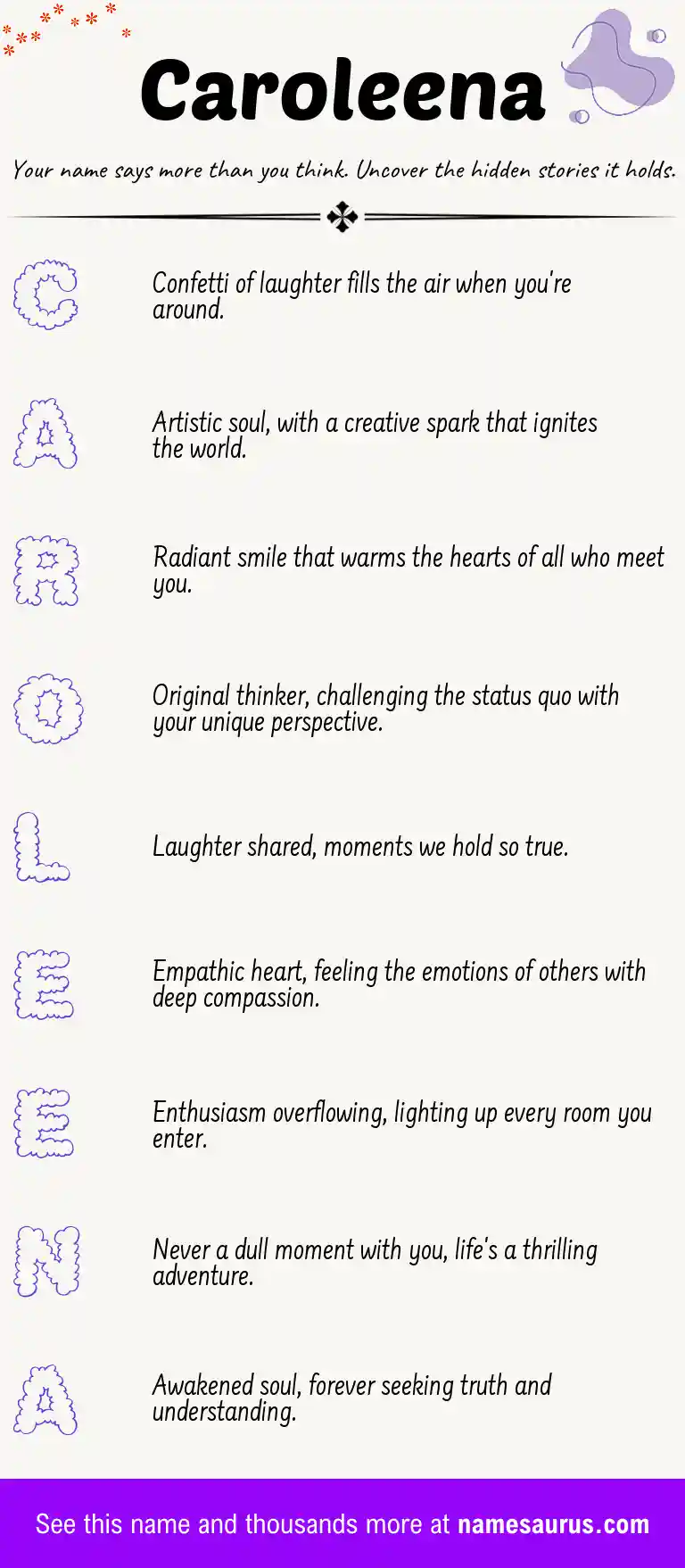 Acrostic poem about Caroleena.