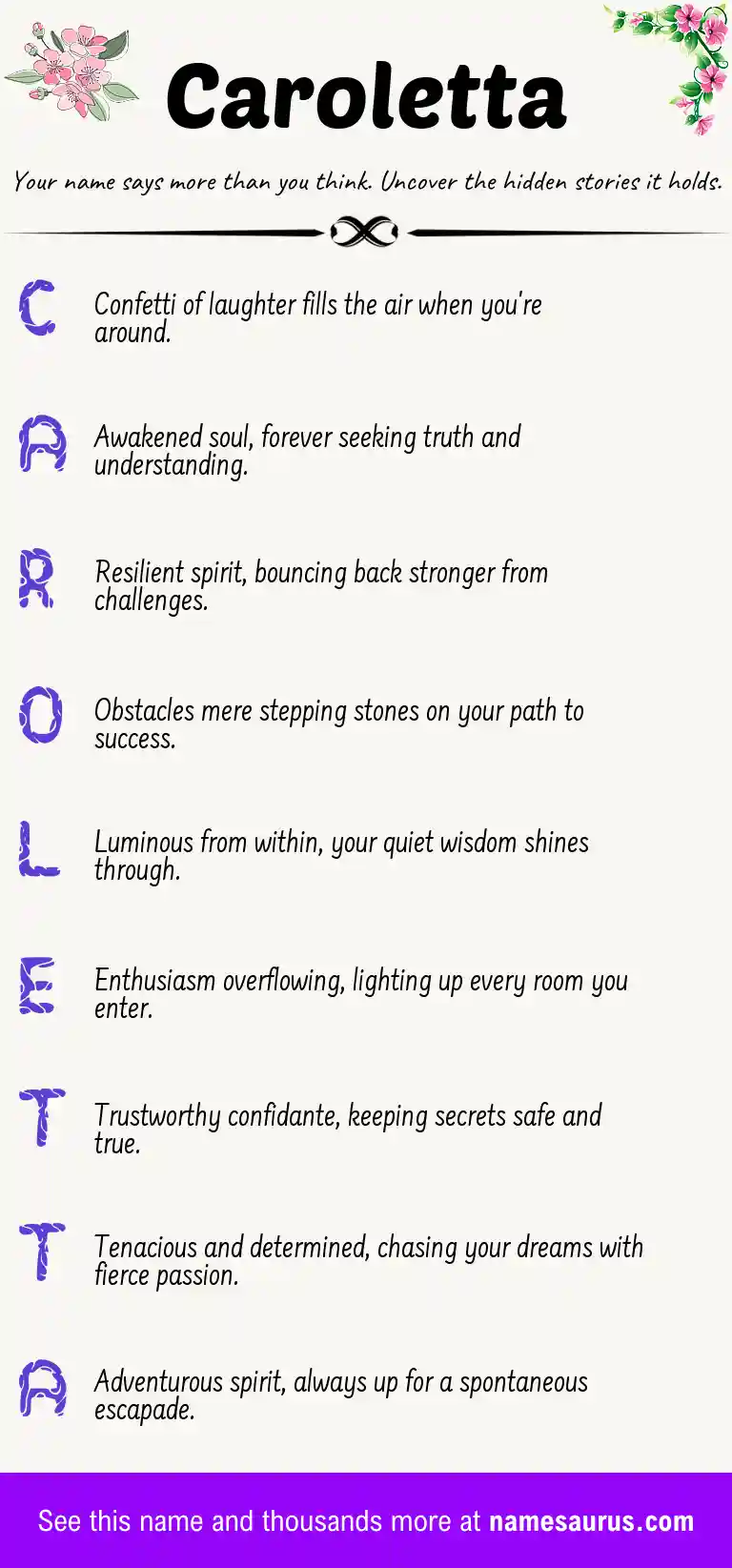Acrostic poem about Caroletta.