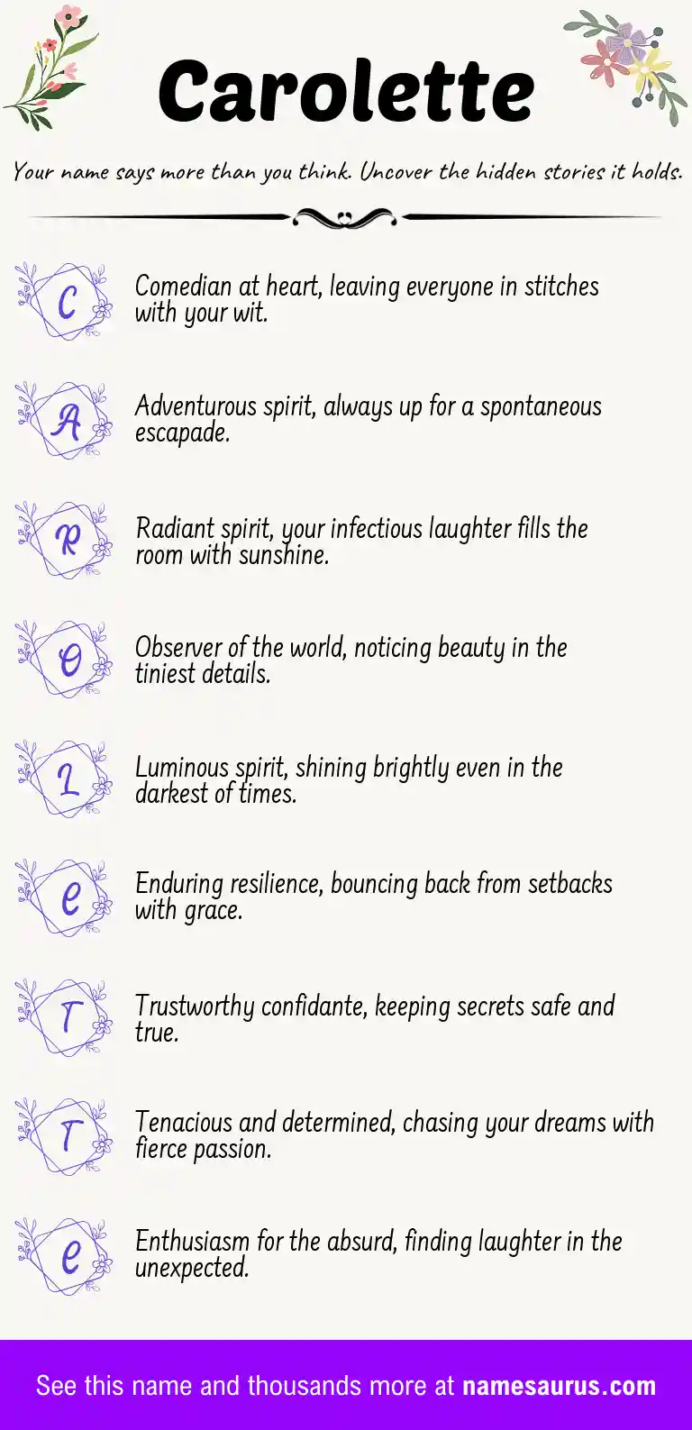 Acrostic poem about Carolette.