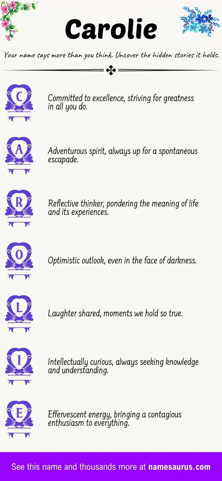 Acrostic poem about Carolie.
