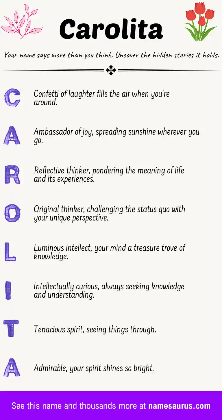 Acrostic poem about Carolita.