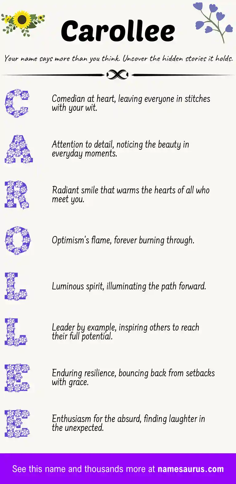 Acrostic poem about Carollee.