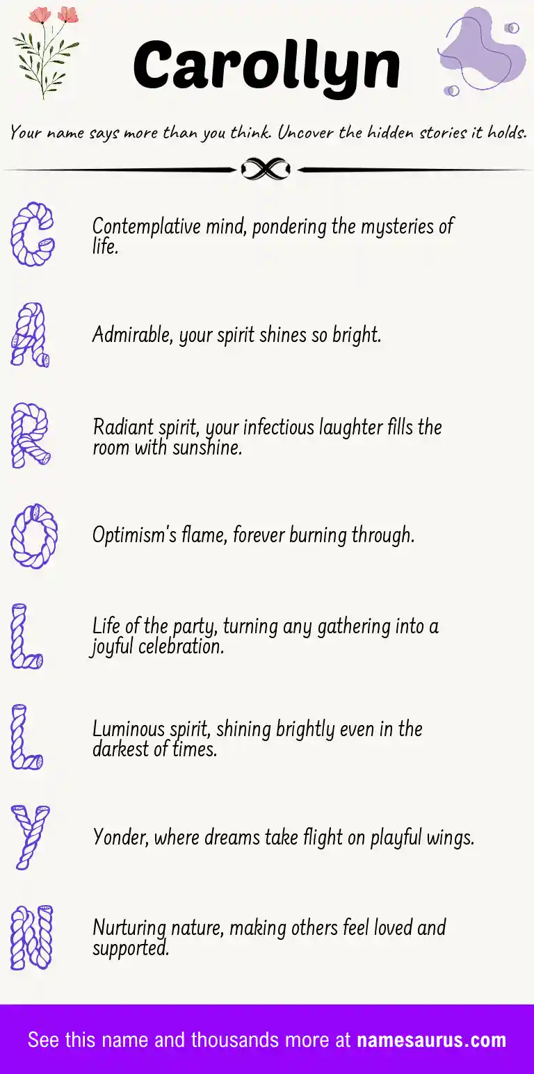 Acrostic poem about Carollyn.