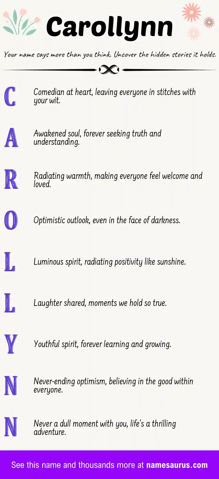 Acrostic poem about Carollynn.