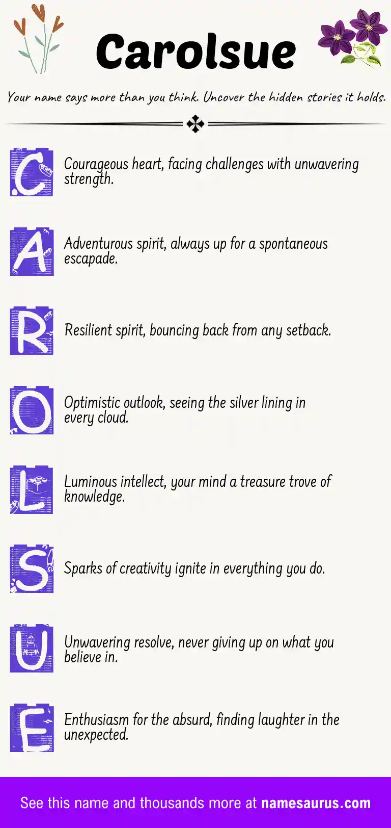 Acrostic poem about Carolsue.