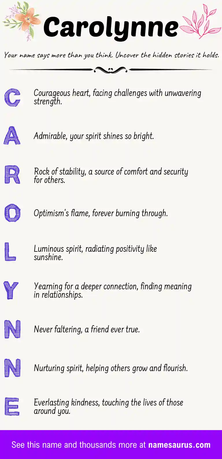 Acrostic poem about Carolynne.