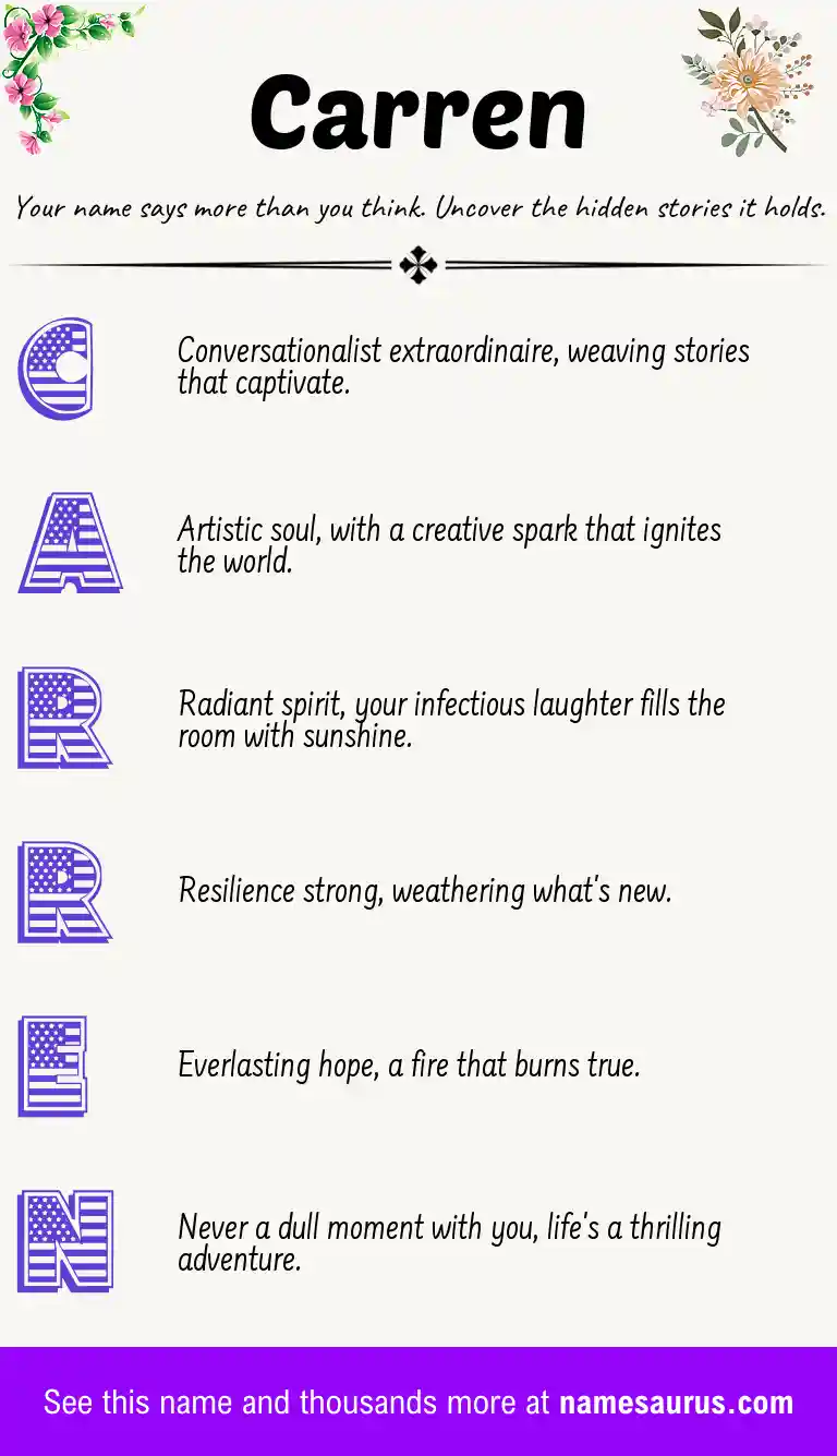 Acrostic poem about Carren.