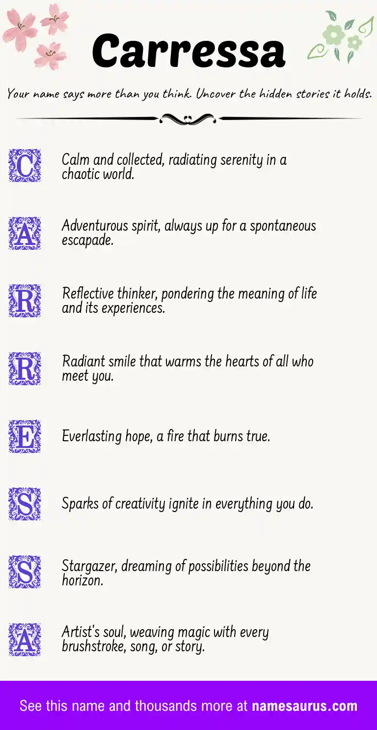 Acrostic poem about Carressa.