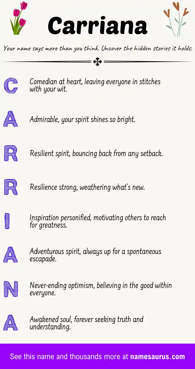 Acrostic poem about Carriana.