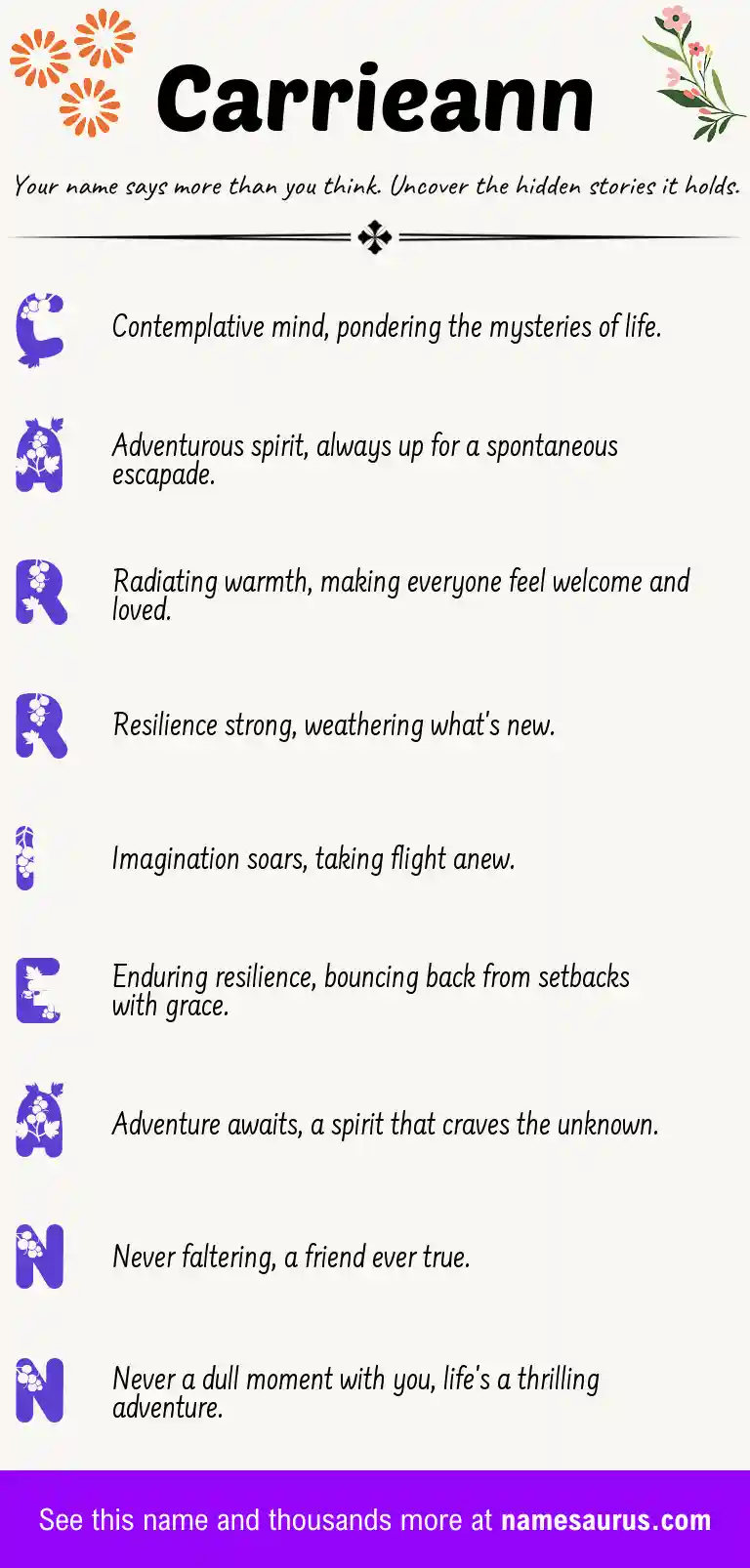 Acrostic poem about Carrieann.