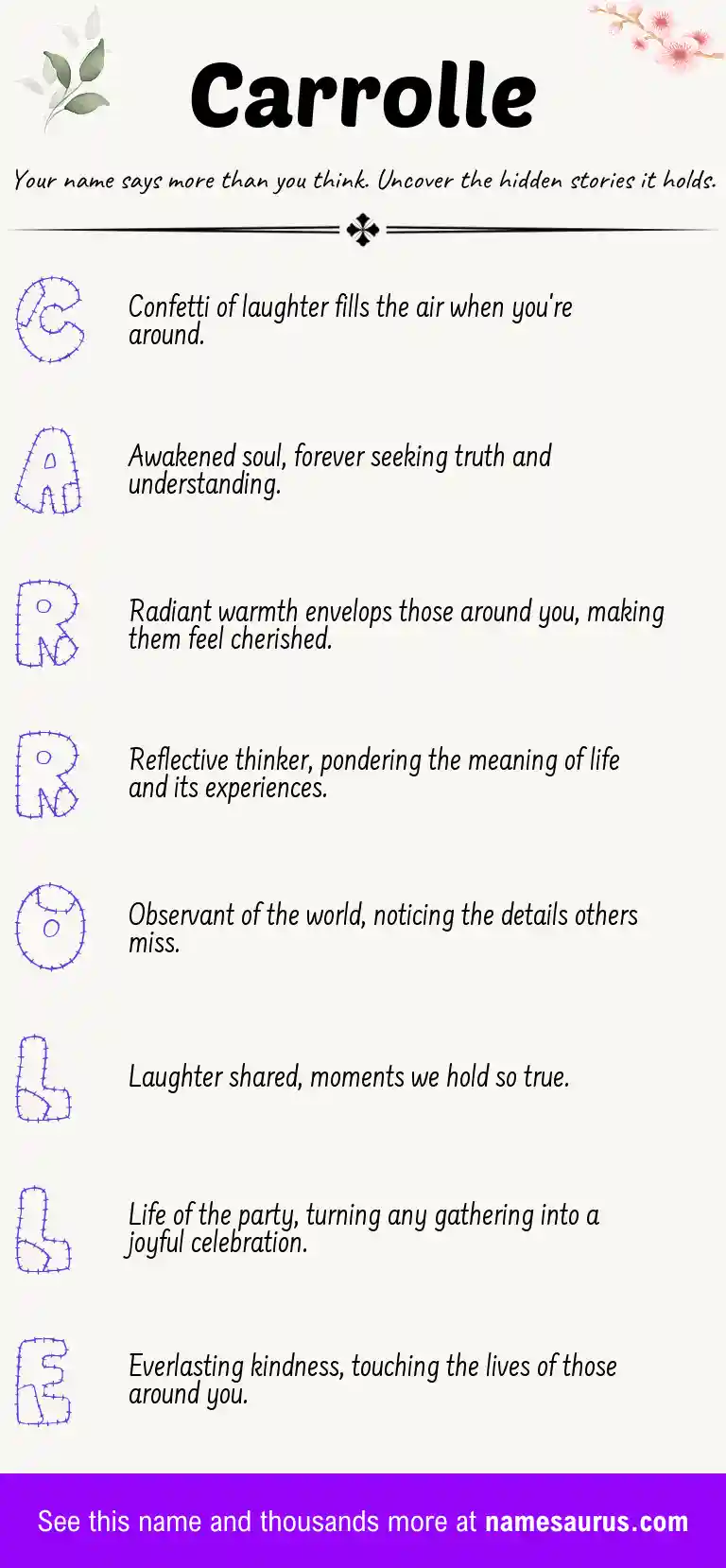 Acrostic poem about Carrolle.