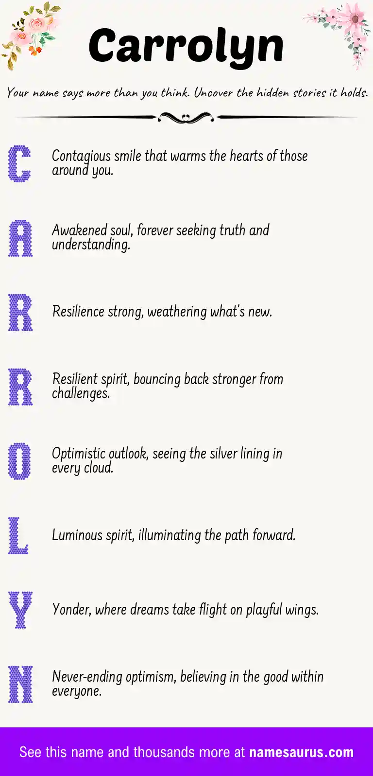 Acrostic poem about Carrolyn.