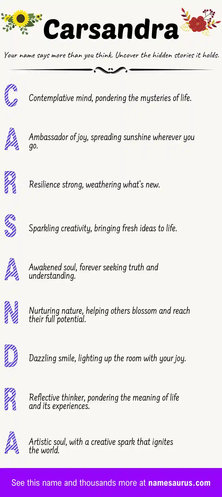 Acrostic poem about Carsandra.