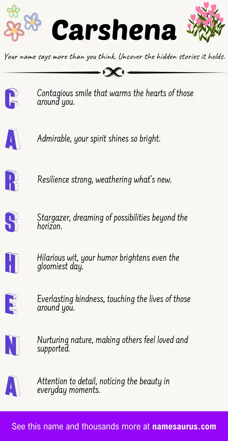 Acrostic poem about Carshena.