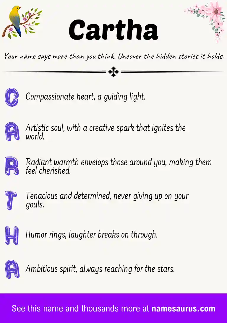 Acrostic poem about Cartha.